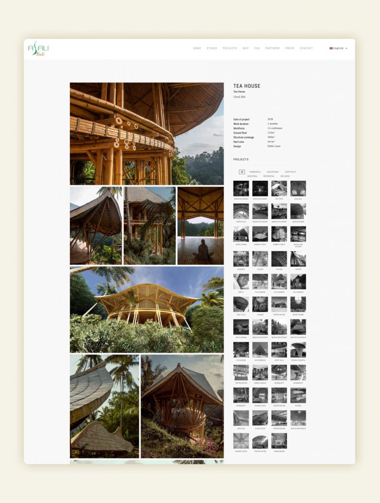 The Bukit Studio | Asali Bali bamboo construction - Website design